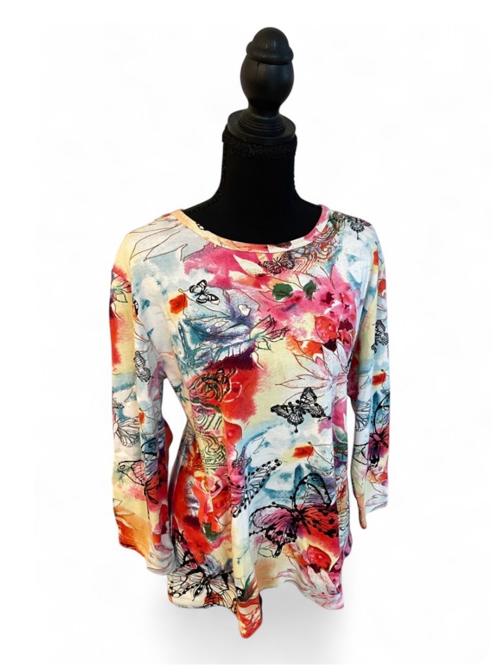 Vintage Butterfly Whimsigoth Shirt 90s Fairy Grunge Y2K 2000s Sequin Top, XXL
